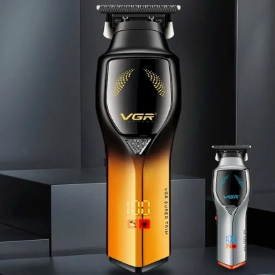 Беспроводной триммер машинка VGR V-187 для стрижки волос 4 насадки (Золотистый)