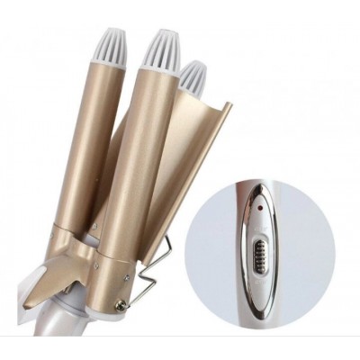 Плойка тройная Gemei GM 1988 на 3 три волена для завивки волос входа за волосами щипцы тройная