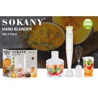 Многофункциональный погружной блендер 4в1 SOKANY SK-1718-4 с венчиком и измельчителем Белый