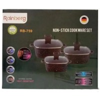 Набор кастрюль Rainberg RB-759 с антипригарным покрытием 6 пр. Черный (RB-759black)