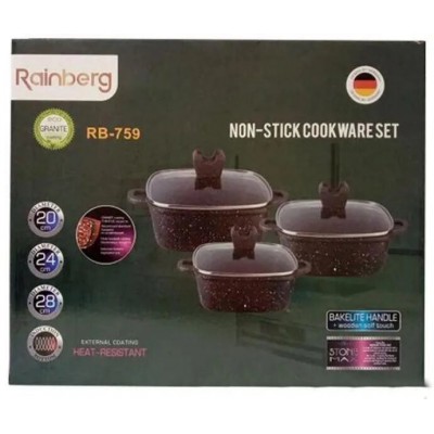 Набор кастрюль Rainberg RB-759 с антипригарным покрытием 6 пр. Черный (RB-759black) Набор кастрюль Rainberg RB-759 с антипригарным покрытием 6 пр. Черный (RB-759black)