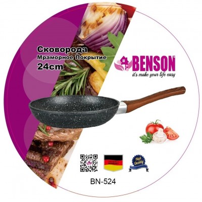 Сковорода 24 см с антипригарным мраморным покрытием BN-524