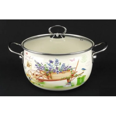 Кастрюля эмалированная A-PLUS белая с рисунком 4.0 л 22 Кастрюля эмалированная A-PLUS белая с рисунком 4.0 л 22