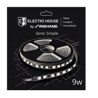 LED лента 9Вт 12В SMD2835 120 диодов, 900 Лм, теплый белый 3000K, серия Simple Electro House by Rishang LED лента 9Вт 12В SMD2835 120 диодов, 900 Лм, теплый белый 3000K, серия Simple Electro House by Rishang