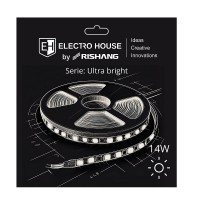 LED лента 14Вт 24В SMD2835 180 диодов, 1400 Лм, холодный белый 6500К, серия Ultra Bright Electro House by Rishang
