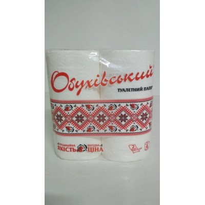 Туалетная бумага двухслойная ОБУХОВСКАЯ 4 рулона в упаковке (1 пачка)