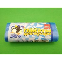 Пакет для мусора 35литров (30шт) Бравый Кок (голубые) (1 рул)