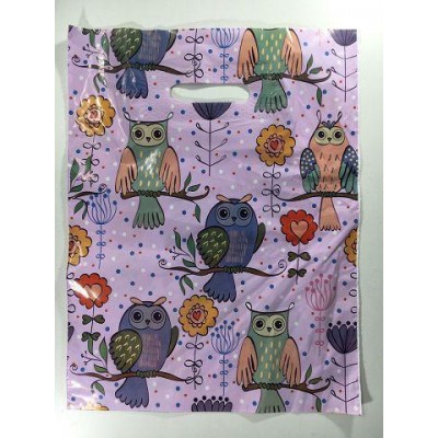 Пакеты полиэтиленовые с прорезной ручкой с рисунком размер 30х37 