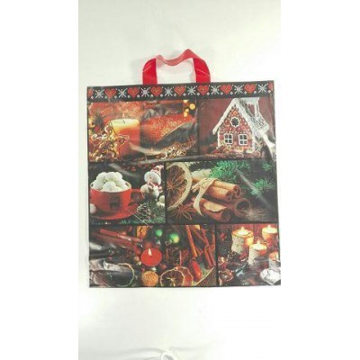 Пакет новогодний полиэтиленовый с петлевой ручкой 