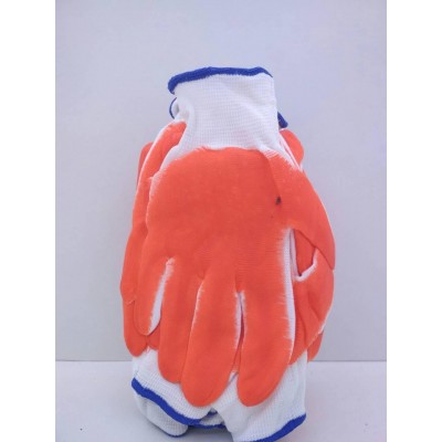 Хозяйственные перчатки Залитая Оранжевая (13кл/3н) (12 пар)