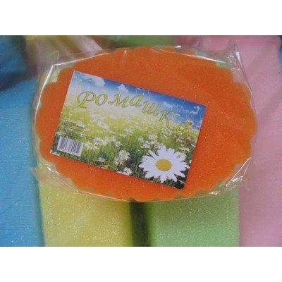 Мочалка поролоновая для тела Ромашка с массажным слоем (1 пачка) Мочалка поролоновая для тела Ромашка с массажным слоем (1 пачка)