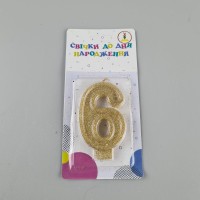 Свеча ЦИФРА 6 (1 пачка)