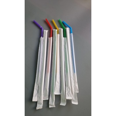 Трубочка с гофрой d4.8-21см в индивид. упаковке Микс (200 шт)