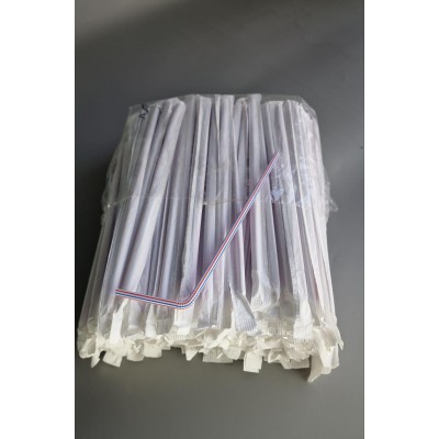 Трубочка гофра d4.8-21см в индивид. упаковке Полоса (200 шт)