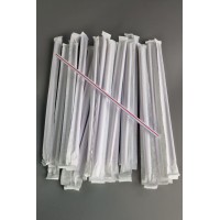 Полосатая трубочка ровная d4.8 длина 21см в индивидуальной упаковке (200 шт)