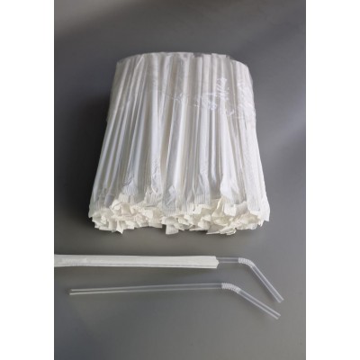 Трубочка d4.8-21см в индивид. упаковке Прозрачная с гофрой  (200 шт)