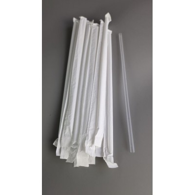 Трубочка прозрачная d4.8-21см в индивид. упаковке ровная  (200 шт)