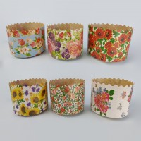 Формы бумажные для кулича (85*130) Цветы(400гр) (50 шт)