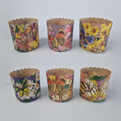 Форма для выпечки пасхального кулича (85*90) Бабочки(250гр) (50 шт) Форма для выпечки пасхального кулича (85*90) Бабочки(250гр) (50 шт)