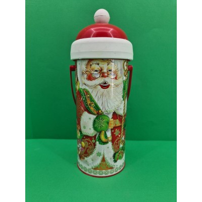 Новогодний тубус для конфет  малый  /Дед Мороз и медвежонок(d-67*165mm) (1 шт)