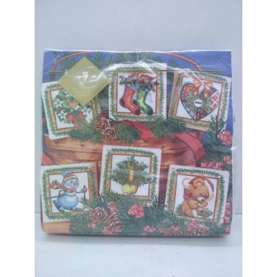 Новогодняя салфетка (ЗЗхЗЗ, 20шт) LuxyНГ Открытка на Раждество (1 пачка)