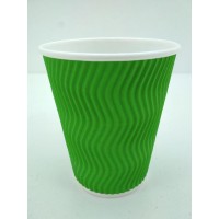 Стакан гофрированный 400мл(12oz)  Зеленый (15 шт)