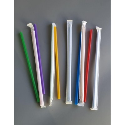 Трубочка  d6.8-21см в индивид. упаковке Микс (200 шт)