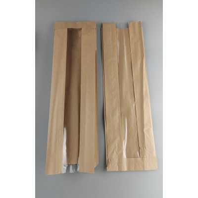 Пакет бумажный с ПП окном  12/5*41 коричневый (1000 шт)