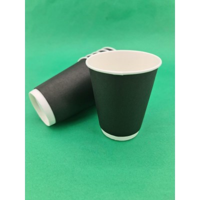 Стакан одноразовый бумажный двухслойный чёрный объём 400 мл 20 шт/уп.