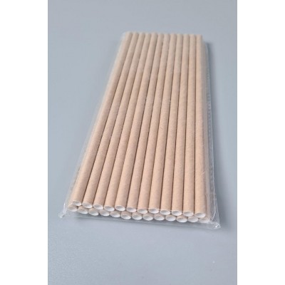 Соломка трубочка бумажная 25шт крафт (1 пачка)