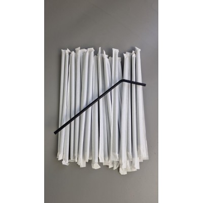 Трубочка d4.8-21см в индивид. упаковке Черная гофра  (500 шт)