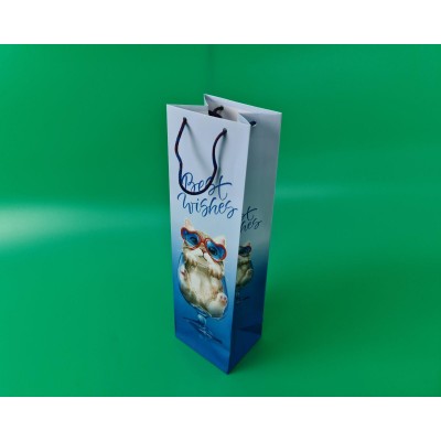 Пакет бумажный подарочный под бутылку  12/9/36(артBUT-74) (12 шт)