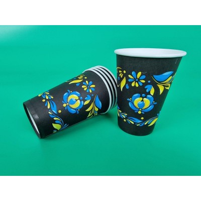 Стаканы бумажные одноразовые 340 мл Украинское орнамент (50 шт)