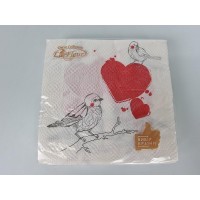 Салфетка (ЗЗхЗЗ, 16шт)  La Fleur Влюбленные птички (996) (1 пачка)