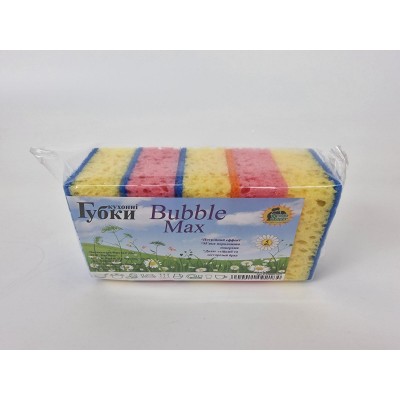 Губка кухонная для посуды 5шт Bubble Max (Супер Торба) (1 пачка) Губка кухонная для посуды 5шт Bubble Max (Супер Торба) (1 пачка)
