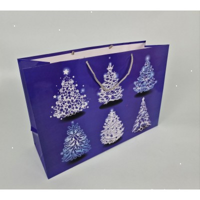 Картонные пакеты с ручками Гигант горизонтальные Новогодние  46*33*15-006 (12 шт)