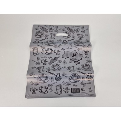 Полиэтиленовый пакет с рисунком с прорезной ручкой 