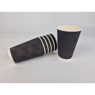 Стакан гофрированный 500мл ЧЕРНЫЙ (15 шт)