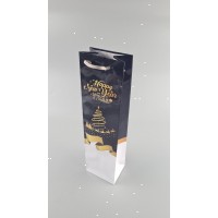 Новогодний бумажный пакет под бутылку размер 12х36х9 NBUT-009 12 шт/уп. пакет под подарки новогодняя упаковка