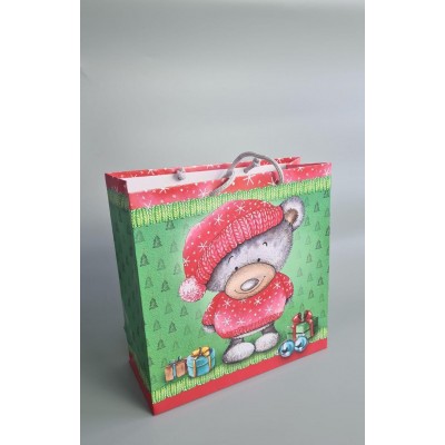 Новогодний бумажный пакет квадратный размер 23х24х10 NGKV-38 12 шт/уп. пакет под подарки новогодняя упаковка