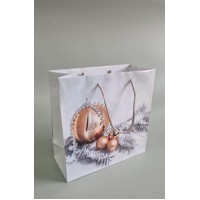Пакеты бумажные подарочные , новогодние Квадрат 23*24*10 - 37 (12 шт)