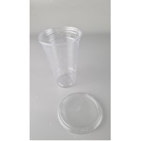 Комплект Стакан РЕТ плотный, прозрачный, 500 мл  плюс крышка ровная с крестиком  (100 шт)