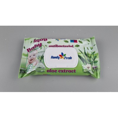 Влажная салфетка  72 шт c клапаном WET WIPES BABY ALOE 