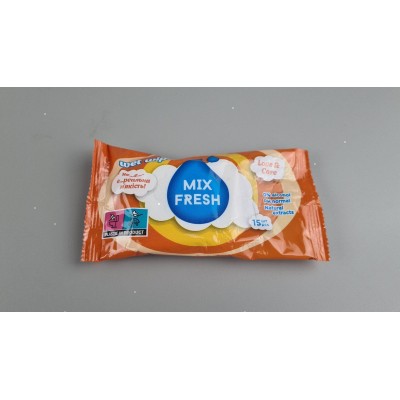 Влажная салфетка  15 шт WET WIPES MIX FRESH ОРАНЖЕВАЯ (1 пачка)