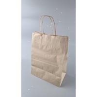 Пакет с ручками бумажный крафт бурий 260х150х350, 70г/м2 (25 шт)