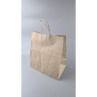 Пакет с ручками бумажный крафт бурий 310х200х350, 80г/м2 (25 шт)