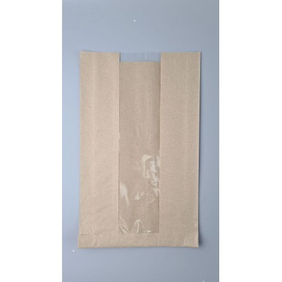 Бумажные пакеты крафт с прозрачным окошком 220х50х360, 40г/м2, окно 80 (100 шт)