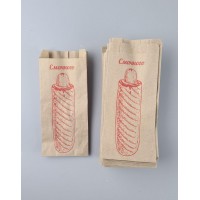 Бумажные пакеты саше крафт бурий, 90х40х210, 40г/м2, печать Хот-Дог (100 шт)