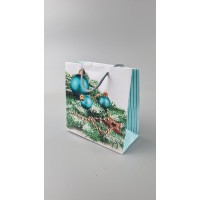 Новогодние, бумажные ,подарочные  пакеты с ручкой Чашка 16/16/8-027 (12 шт)