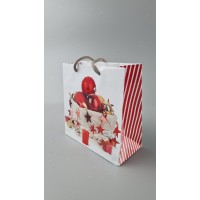 Новогодние, бумажные ,подарочные  пакеты с ручкой Чашка 16/16/8-028 (12 шт)